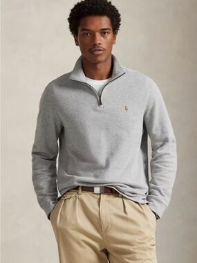 Ralph Lauren Estate Rib Light Heather Gray Crew